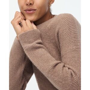 J. Crew Ribbed Boyfriend Crewneck Sweater in Extra-Soft Yarn Heather Brown Dove